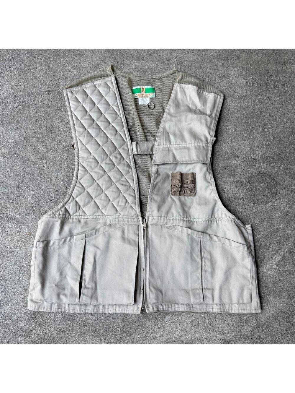 Tan & cream quilted vest with diamond stitching #vest #quilted
